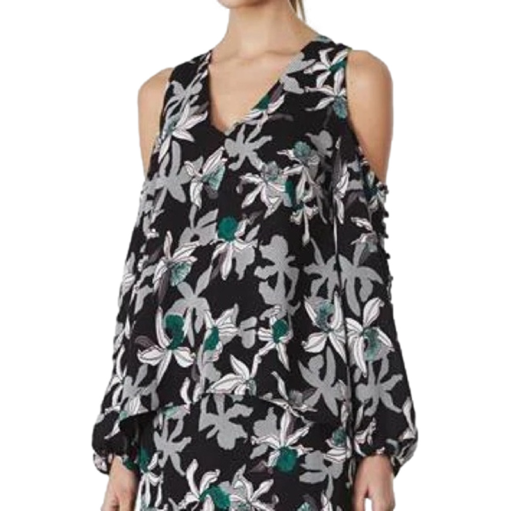 ELLIATT Women’s cold shoulder floral print button down blouse size extra small